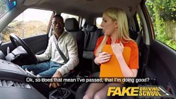 Fake driving school long black cock pleases busty blonde examiner