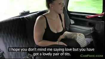 Busty fat amateur fucked in a fake taxi