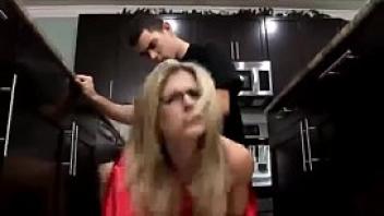 Young son fucks his hot mom in the kitchen