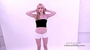 Blonde teen model gets tight ass fucked in studio