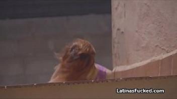 Latina bikini trespasser caught and punished
