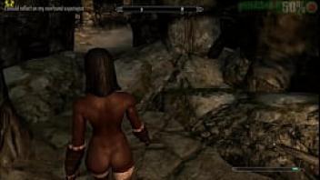 Skyrim female warrior attacked in the dungeon