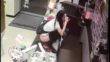 Girl pissing in mart and drinking her urine