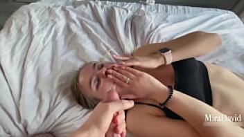 Fucked blonde in mouth and pussy after jogging massive facial cumshot