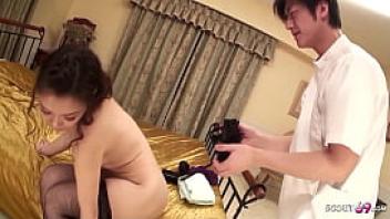 Japanese wife seduce to cheating mfm threesome fuck at massage