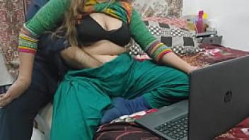 Indian sister caught watching porn on laptop by her stepbrother and fucked in all holes with clear hindi voice full dirty talking