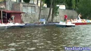 Public nude fetish eurobabe rides waterbike