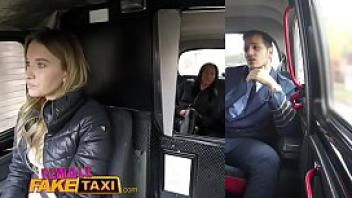 Female fake taxi pilot delivers facial after landing his cock in euro pussy
