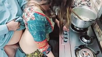 Indian wife busy in cooking while her ass hole fucked by her cuckold husband with clear hindi audio