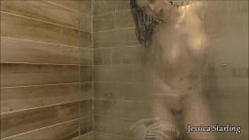 Big tits teen fingers pussy in shower for step brother jessica starling