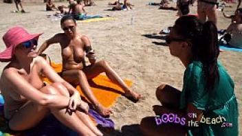 Topless beach interviews with real horny sluts abroad on vacation