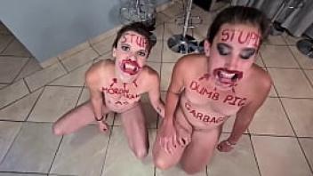 Two stupid whores doing stupid things self humiliation and humiliating each other