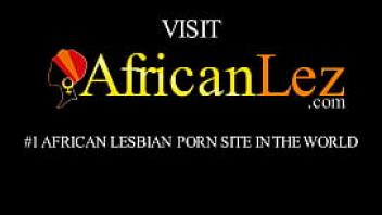 Black lesbians in lingerie fucking double sided dildo