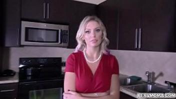 Stepmom kenzie taylor begs to deepthroats stepsons huge cock while wearing handcuffs she likes swallowing his boner and got loaded with a facial jizz