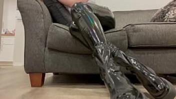 Fetish latex and pvc shiny boots and rubbing sounds
