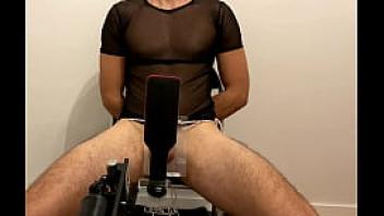 Cbt with spanking machine painful orgasm
