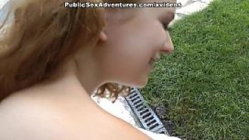 Real anal sex with hot blonde in public outdoor