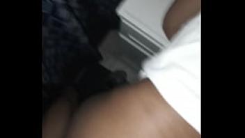 Ebony get fucked in dark bathroom