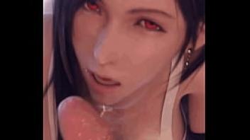 Tifa blowjob throat fuck a lot of saliva and cum