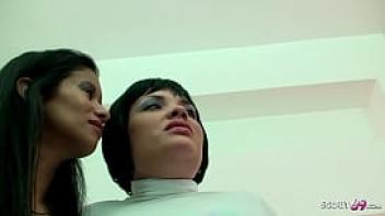 Two latina girls seduce nerdy classmate to lesbian 3some sex