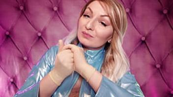 Latex gloves and blue pvc coat hot sounding asmr video milf arya grander