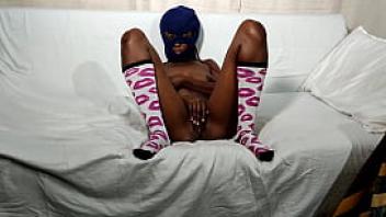 Sexy ebony fucks bbc on the couch