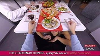 Blowjob under the table on christmas in vr with beautiful blonde