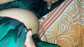 Vijji boob press and fuck in dark green saree