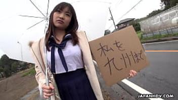 Japanese schoolgirl mikoto mochida is sucking a stranger  cock uncensored