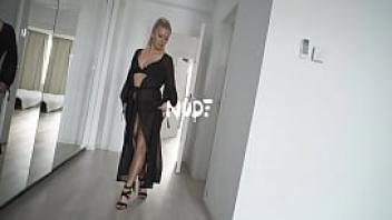 Blonde romanian erotic model with black lingerie