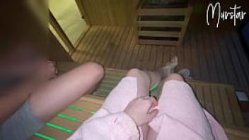 Risky blowjob in hotel sauna i suck stranger