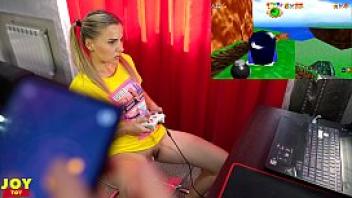 Letsplay retro game with remote vibrator in my pussy orgasmario by letty black