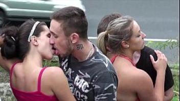 Big tits super model krystal swift in public sex foursome orgy with 2 guys