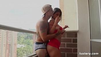 Authentic amateur couple fucking on balcony