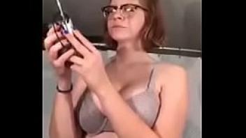 Angry teen shows big tits