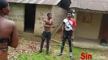 Two brothers caught fucking two local african black with vagina sisters farming in public