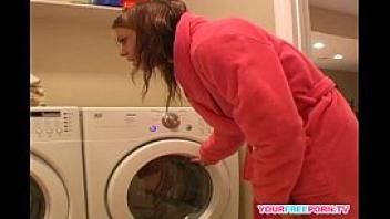Young diana teasing herself on new washing machine