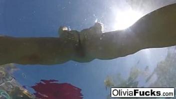 Olivia austin has some summer fun in the pool