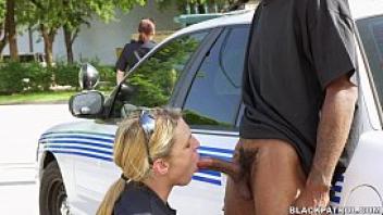 Black cop bitch fucked by fat white dick