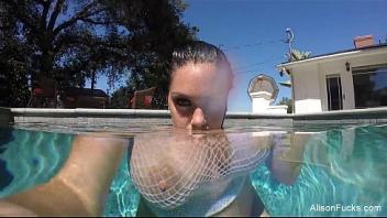 Alison tyler swims and masturbates in the pool masturbation and pornstar