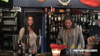 Group sex in a bar blowjob and public