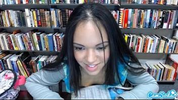 Sexy teen latina gets naked and massages her pussy in public library masturbation hardcore