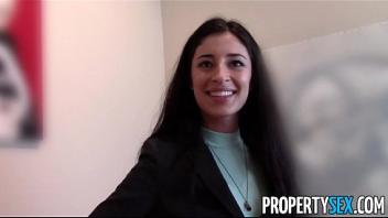 Propertysex stunning real estate agent turns out to be naughty escort shaved pussy masturbation