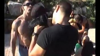 Big brasilian anal orgy at the pool masturbate outdoor