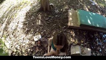 Teenslovemoney busty molly jane fucks outside for cash point of view and public sex