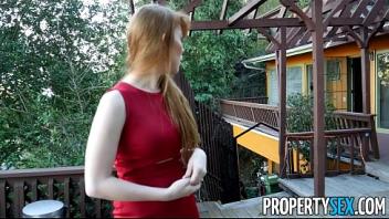 Propertysex hot redhead real estate agent performs sexual favors licking pussy natural tits