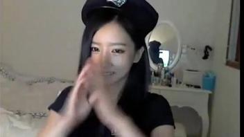 Korean girl with her polic custom on webcam more at