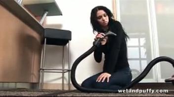 Sticking the vacuum hose into her love hole