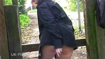 Fat amateur flasher nimue naked in public and outdoor masturbation of ugly exhib